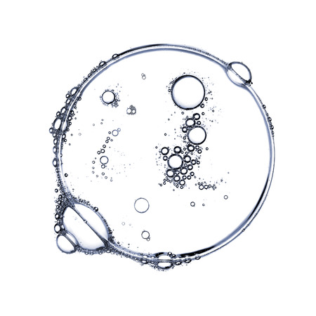 Abstract bubbles over white background. Transparent bubbles in transparent sfere.の写真素材