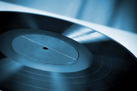 Vinyl record with blue labelの写真素材