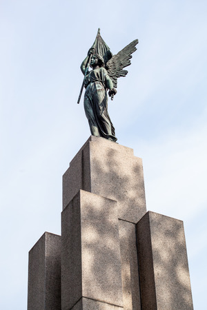 KAUNAS,LITHUANIA - September 10, 2014: Statue of liberty by by the sculptor Juozas Zikaras symbol of Lithuanian statehood first appeared in 1928 but was destroyed by the Soviets. Rebuilt in 1989.のeditorial素材