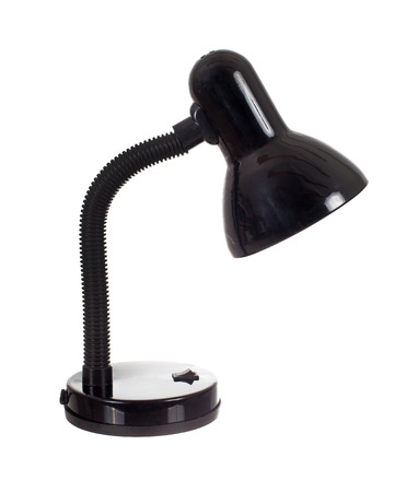 Black desktop lamp isolated on whiteの写真素材