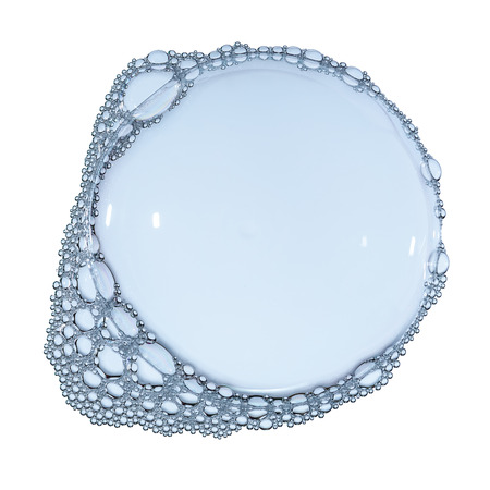 Soap bubble and foam isolated over whiteの写真素材