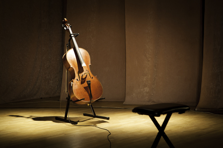 Music instrument cello on a stageの写真素材