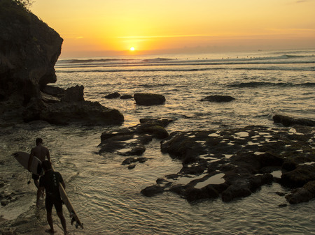 sunset in blue point bali indonesiaの写真素材