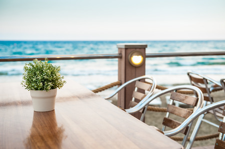 Cafe on the seasideの写真素材