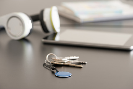 Tablet PC and NFC tag, Near Field Communication themeの写真素材