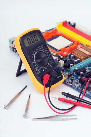 Digital multimeter and circuit boardの写真素材