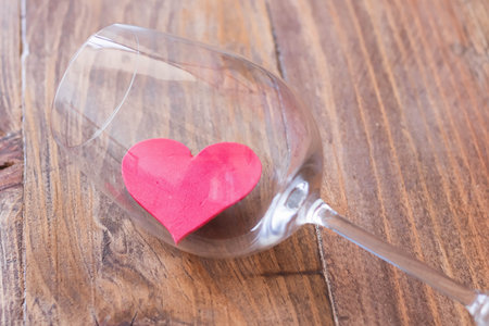 wine glass with a heart insideの写真素材