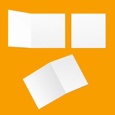 Template square postcards on a yellow background. Back and front.の写真素材