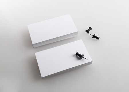 Blank business cards. Template for branding identity. Isolated with clipping path.の写真素材