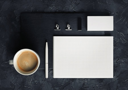 Blank corporate stationery set. Template for branding design. Branding mockup. top view. flat lay.の写真素材