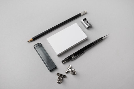 Blank branding identity set on gray paper background. corporate id template. For design presentations and portfolios.の写真素材
