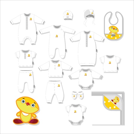 Set of clothes for newborns (fifteen objects)のイラスト素材