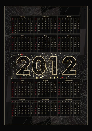 Vector calendar 2012: on blackのイラスト素材