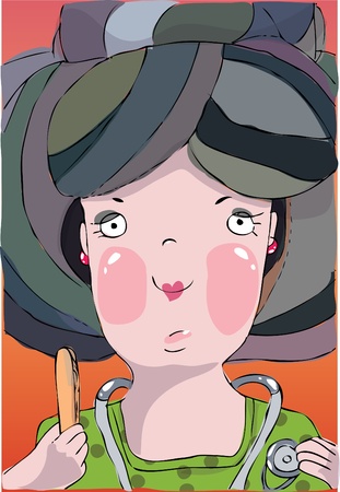 Portrait: Cartoons female doctor with a stethoscopeのイラスト素材