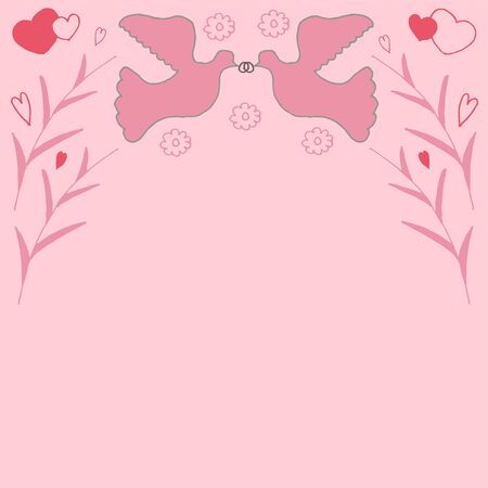 Celebration decoration design. Greeting card. Wedding invitation card template set. Doodle style. Love vector pattern.のイラスト素材