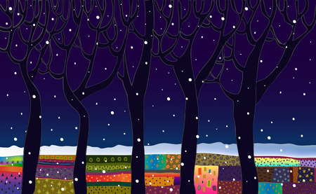 snow in forestのイラスト素材