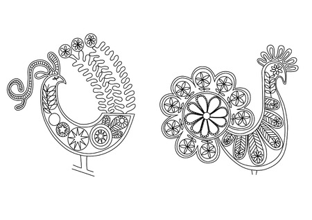 lace birds graphic ornamentのイラスト素材