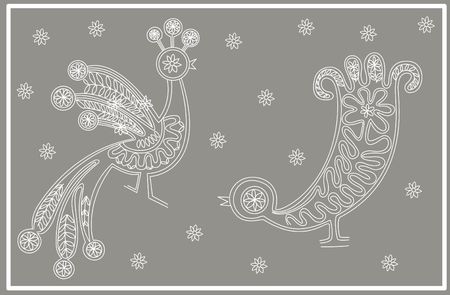lace birds graphic ornamentのイラスト素材