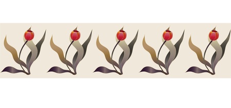 beauty red tulip border ribbonのイラスト素材
