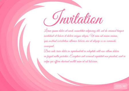 The invitation card is decorated with floral curlicues.の写真素材