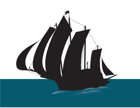 Old sailing ship silhouette のイラスト素材