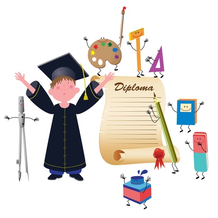 Graduate boy vector illustration のイラスト素材