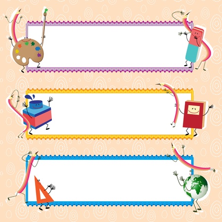 Back to school vector banners, educational theme のイラスト素材