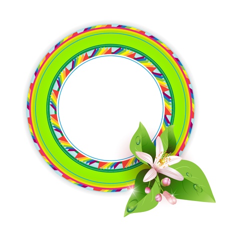 Decorative and round frame with flowers  のイラスト素材