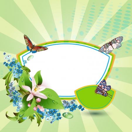 Background with flowers and butterflies のイラスト素材