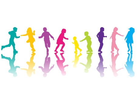 Colorful silhouettes with color shadowsのイラスト素材