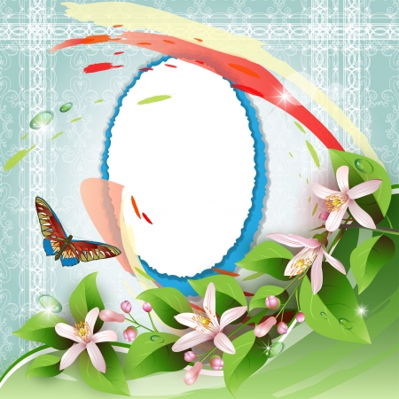 Frame with beautiful flowers on romantic backgroundのイラスト素材