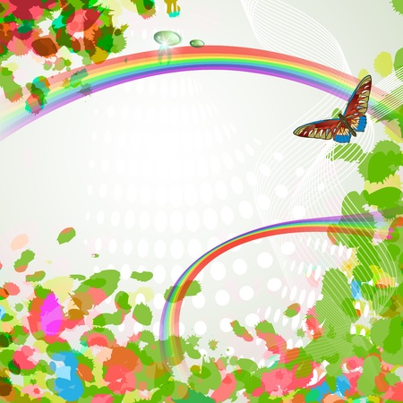 Elegant background with rainbow and butterfly のイラスト素材