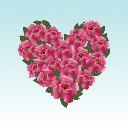 Pink roses in a heart shape representing love and valentine s day imagesのイラスト素材