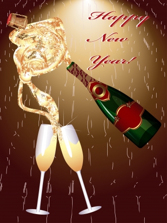 Two Champagne Glasses  New Year Celebration のイラスト素材