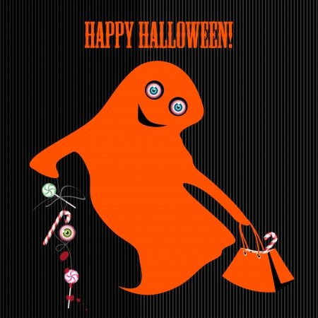 Halloween with cute ghost and candy  Can be used as card, banner and poster のイラスト素材