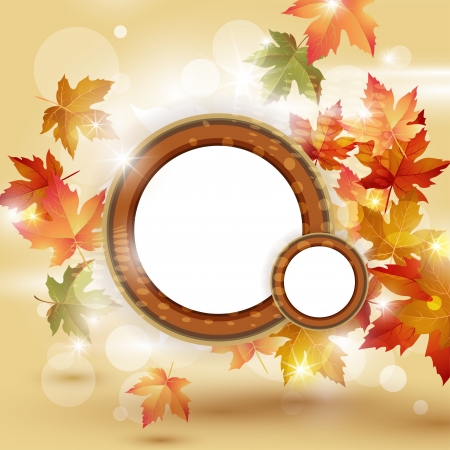 Autumn leaves falling on bright background and place for text のイラスト素材