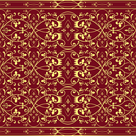 Beautiful red and gold damask seamless pattern backgroundのイラスト素材