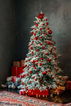 beautiful Christmas tree with gifts. Christmas, New Yearの写真素材