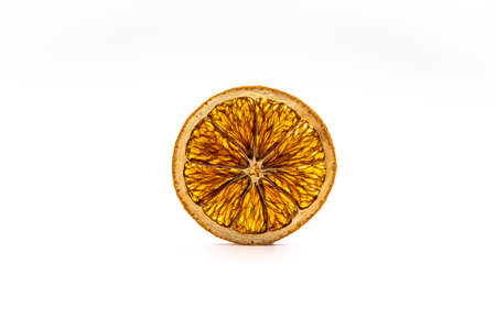 Dried orange slices isolated on a white background. orange fruit chips. high quality photo