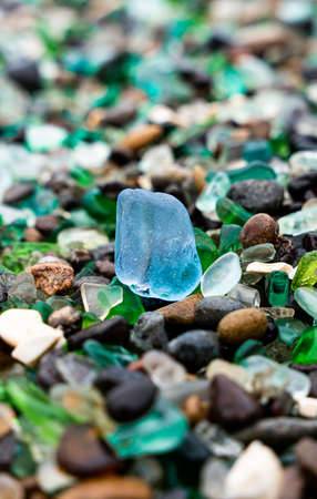 Glass Bay in Vladivostok. Sea-polished colored glass on the beach. Background, texture. high quality photoの写真素材