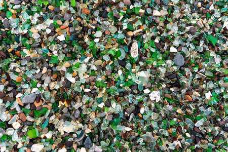 Glass Bay in Vladivostok. Sea-polished colored glass on the beach. Background, texture. high quality photoの写真素材