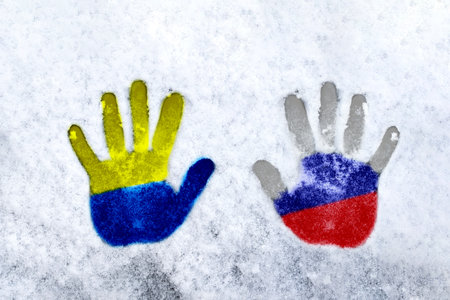 ukraine russia peace and end of war, friendship between countries, truce. high quality photoの写真素材