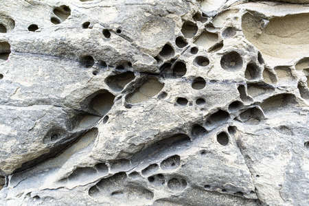 texture of porous stones on the beach, nature, natural phenomena, brown gray stones. high quality photoの写真素材