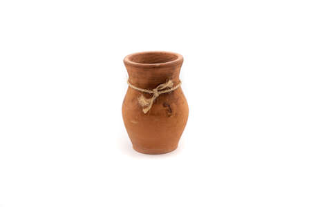 Terracotta vase on a white background. Clay utensils on a white background. high quality photoの写真素材