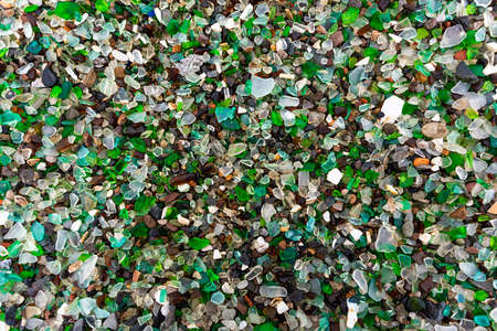 Glass Bay in Vladivostok. Sea-polished colored glass on the beach. Background, texture. high quality photoの写真素材
