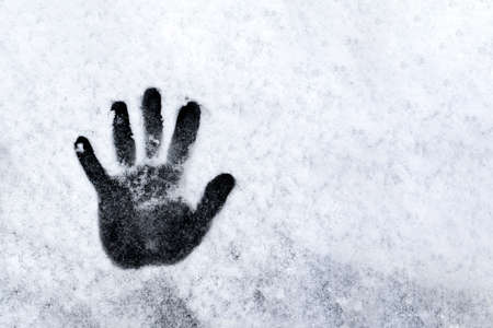Hand Print in Snow. high quality photoの写真素材