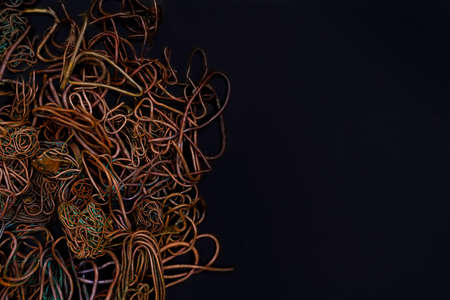 Closeup of copper wire, metal scrap materials recycling. high quality photoの写真素材