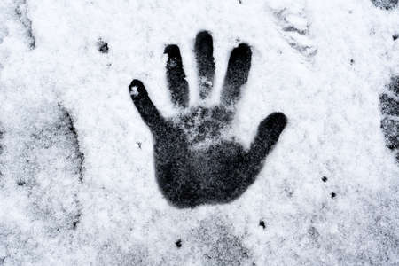 Hand Print in Snow. high quality photoの写真素材