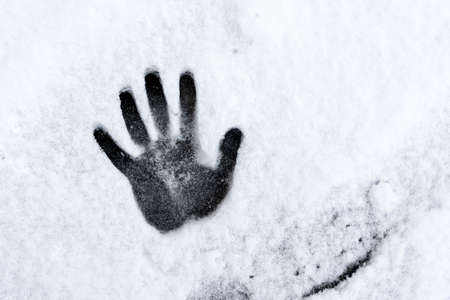 Hand Print in Snow. high quality photoの写真素材