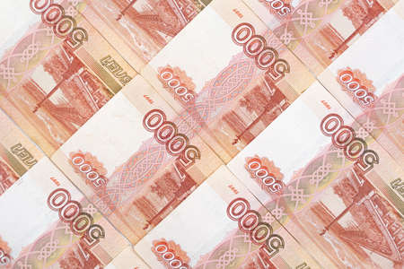 Russian money with a face value of five thousand rubles. Background from Russian money. high quality photoの写真素材